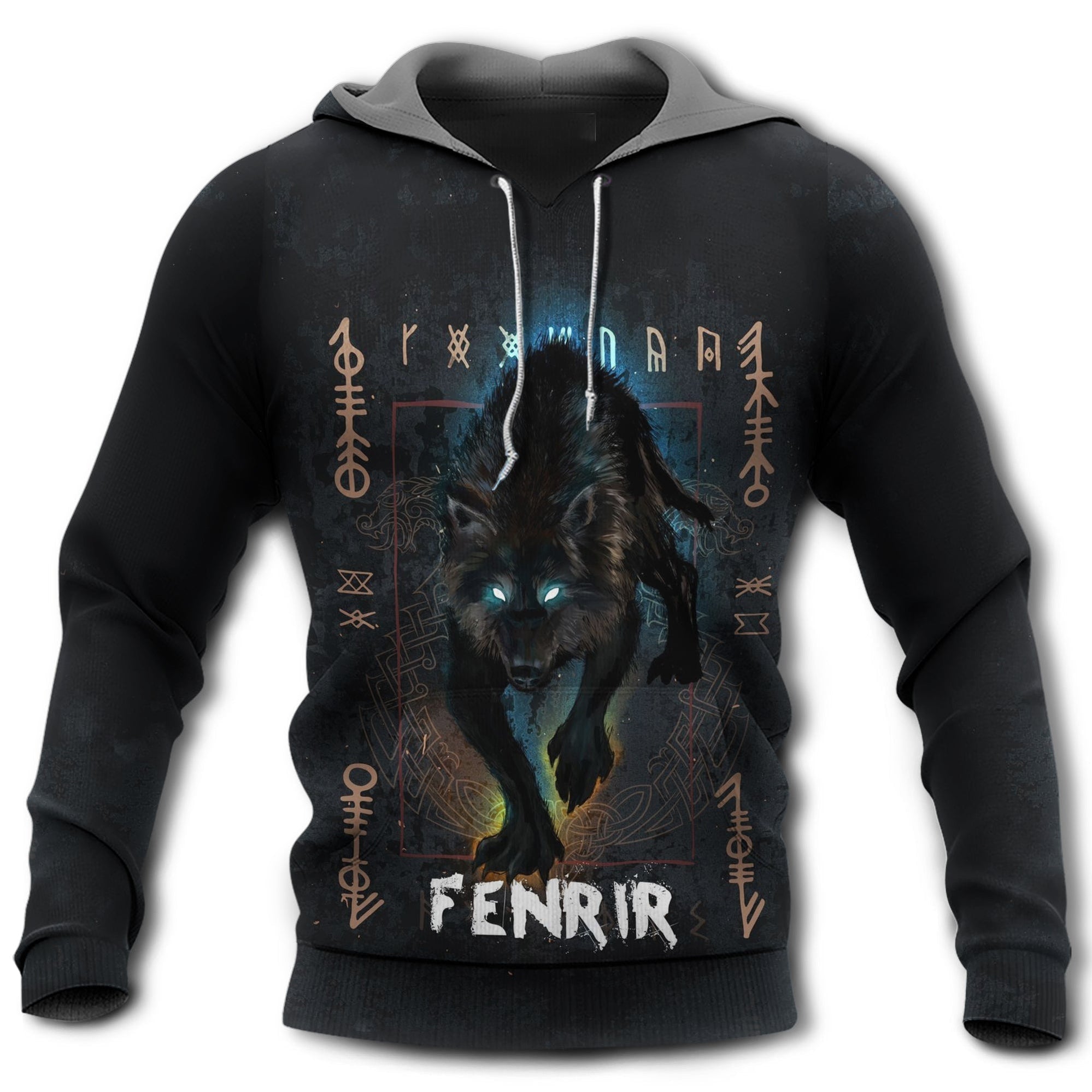 Viking Blood Fenrir Wolf In Night - Hoodie