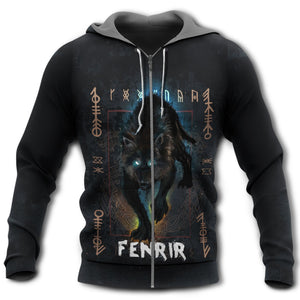 Viking Blood Fenrir Wolf In Night - Hoodie