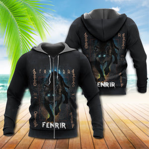 Viking Blood Fenrir Wolf In Night - Hoodie