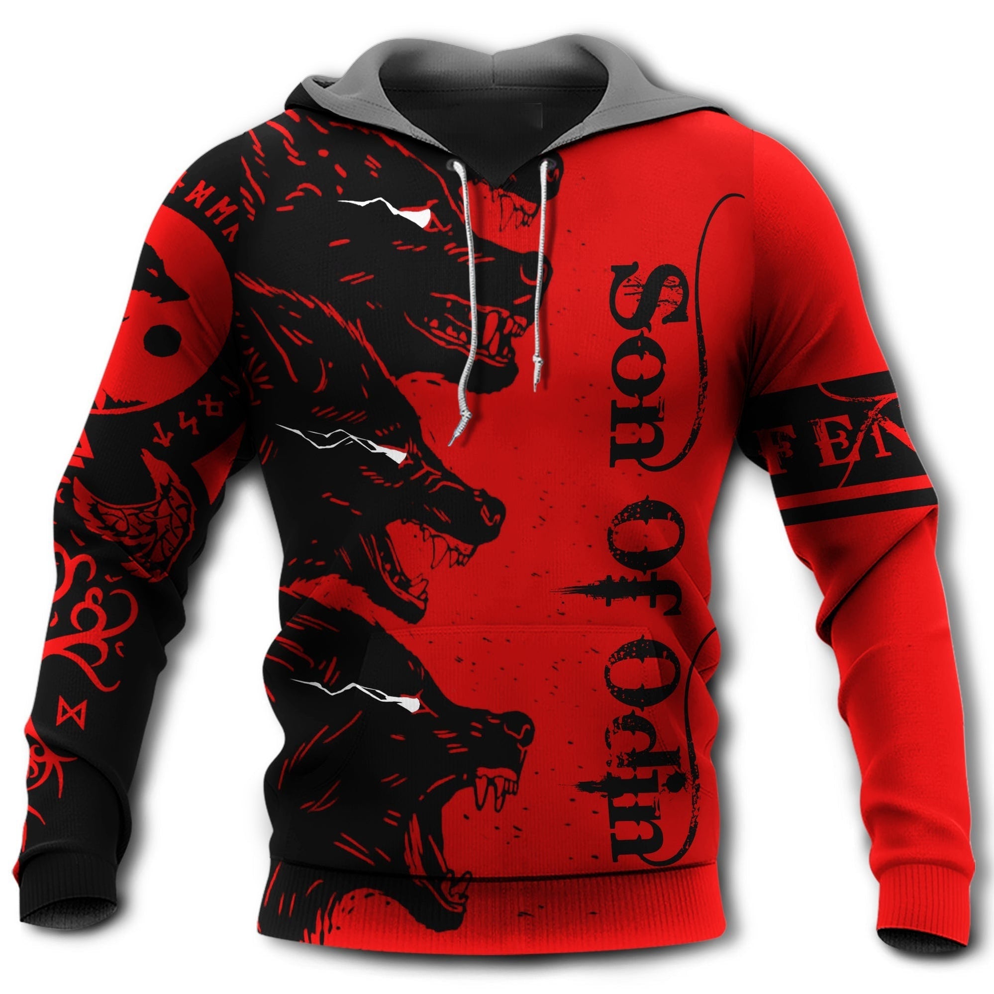 Viking Blood Style Red Sons Of Odin - Hoodie