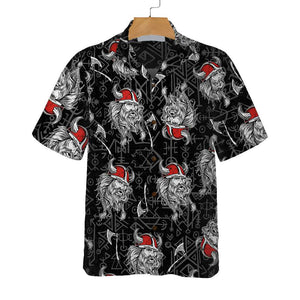 Viking Head Hawaiian Shirt, Seamless Pattern God Odin Viking Shirt