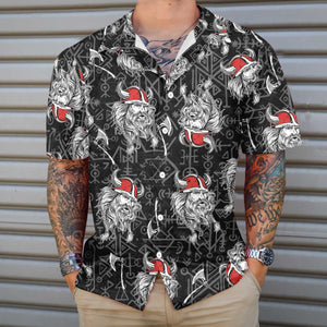 Viking Head Hawaiian Shirt, Seamless Pattern God Odin Viking Shirt