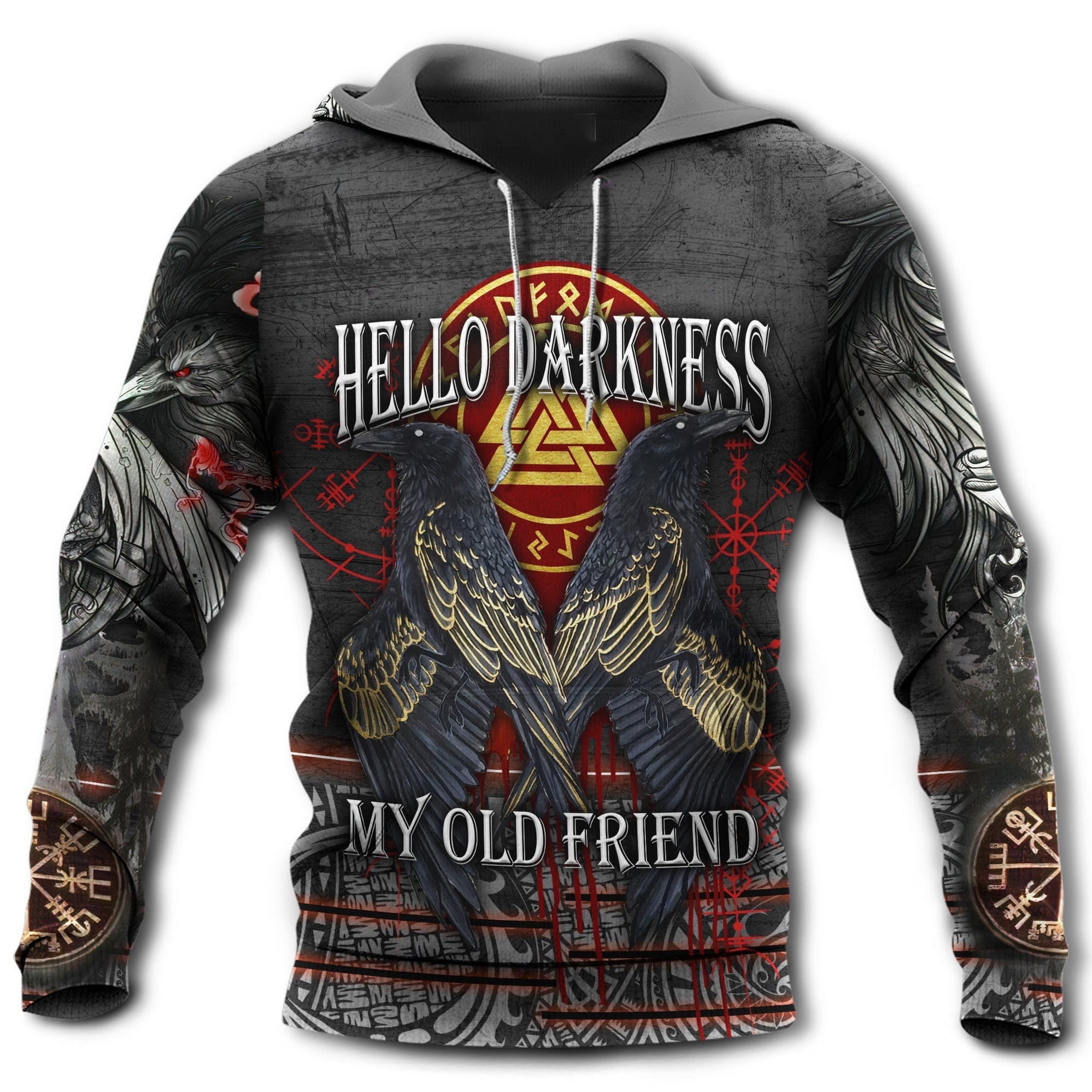 Viking Hello Darkness My Old Friend With Grey Style - Hoodie