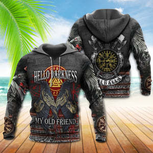 Viking Hello Darkness My Old Friend With Grey Style - Hoodie