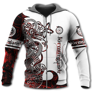 Viking Jormungandr Legend Red And White Style - Hoodie