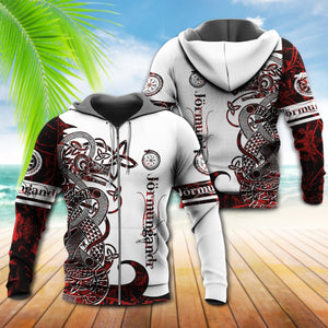 Viking Jormungandr Legend Red And White Style - Hoodie