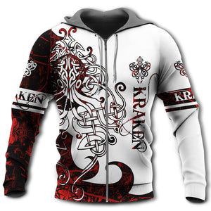 Viking Kraken Legend Red And White - Hoodie