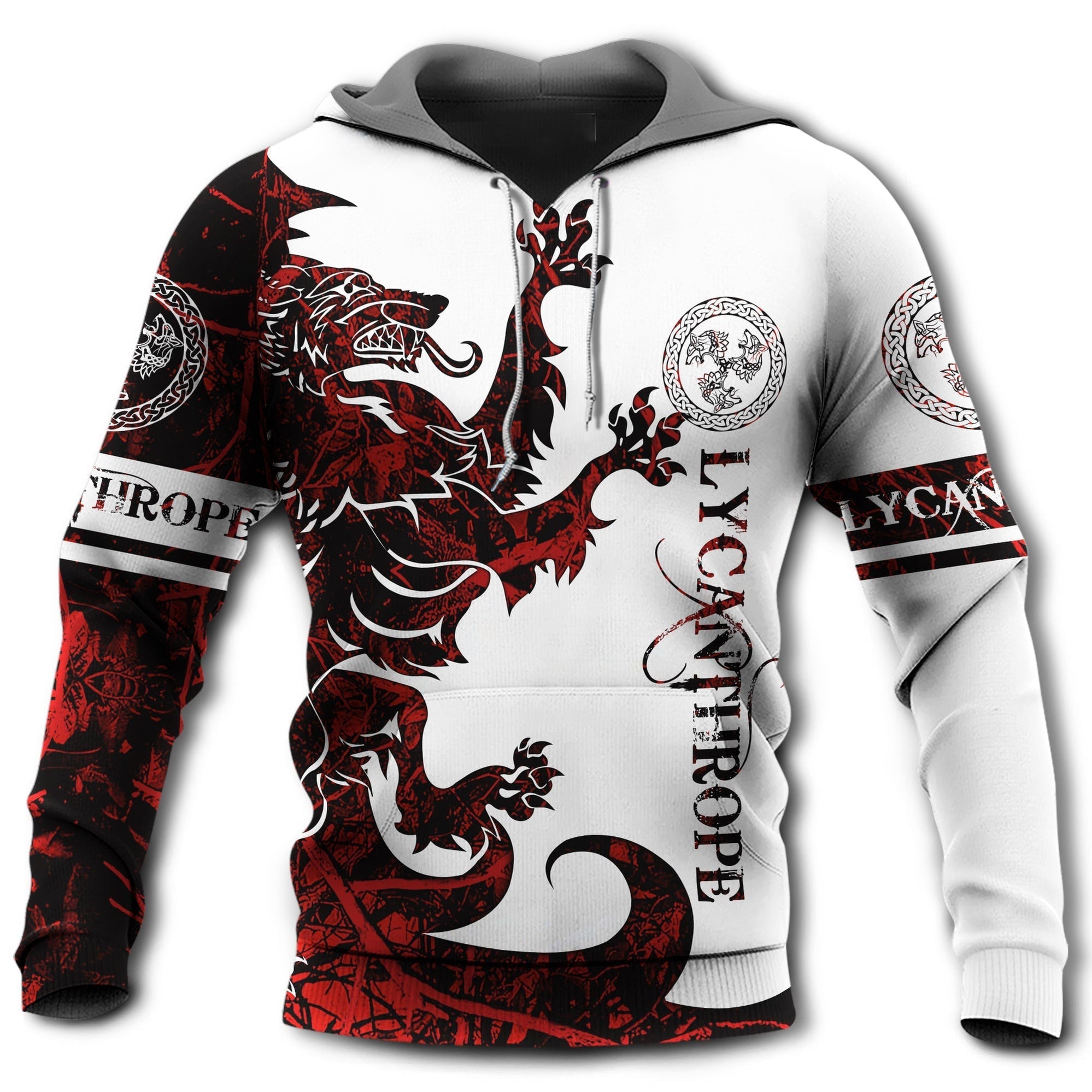 Viking Lycanthrope Legend Red And White - Hoodie