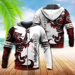 Viking Lycanthrope Legend Red And White - Hoodie