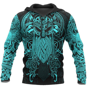 Viking The Raven Blue of Odin Tattoo - Hoodie