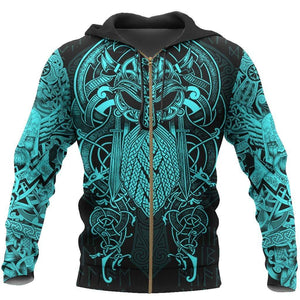 Viking The Raven Blue of Odin Tattoo - Hoodie