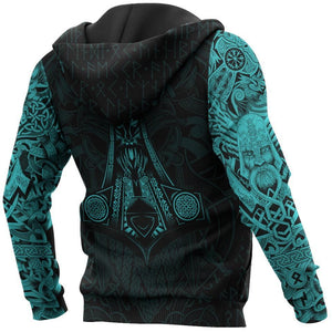 Viking The Raven Blue of Odin Tattoo - Hoodie