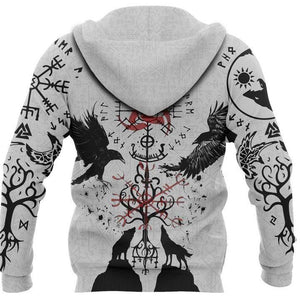 Viking Vegvisir Hugin And Munin With Fenrir Yggdrasil - Hoodie