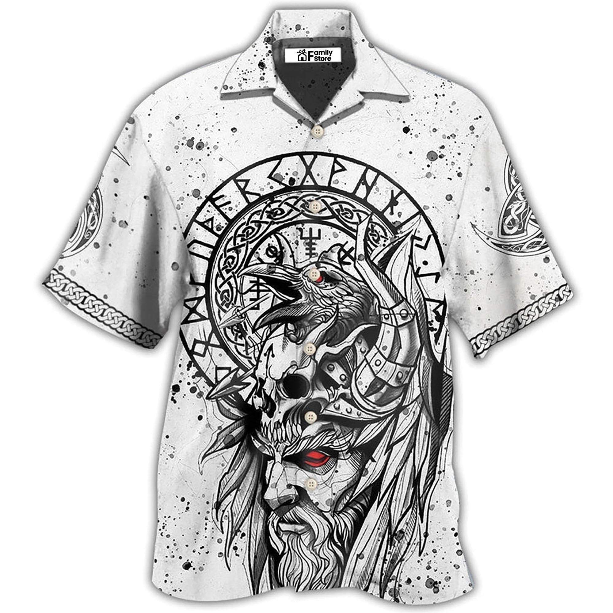 Viking Victory Black And White Style Hawaiian Shirt