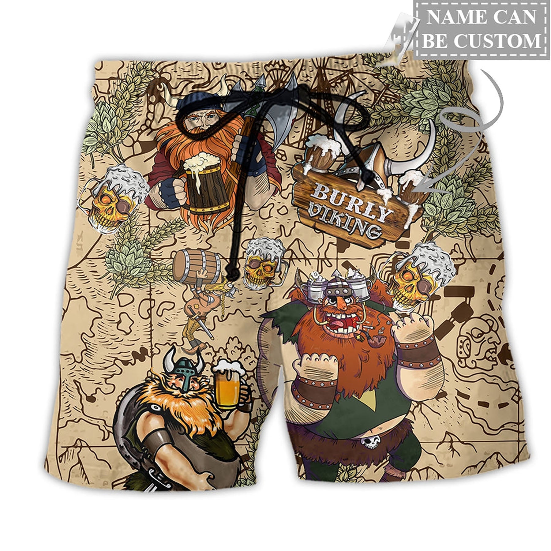 Viking Victory Life Style With Beer Personalized Beach Short