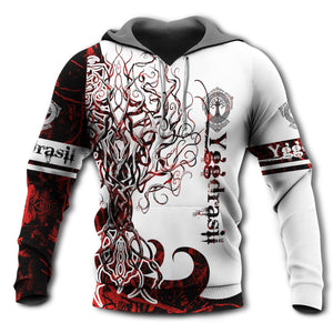 Viking Yggdrasil Legend Red And White Style With So Much Fun - Hoodie