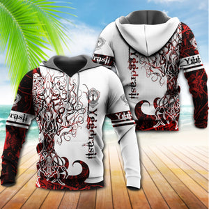 Viking Yggdrasil Legend Red And White Style With So Much Fun - Hoodie