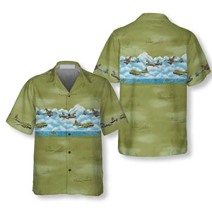 Vintage Military Aircraft Camo Pattern Hawaiian Shirt For Men