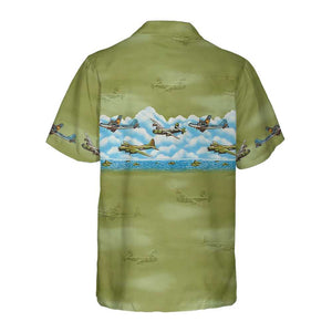 Vintage Military Aircraft Camo Pattern Hawaiian Shirt For Men
