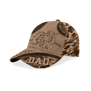 Dad/Mom Grandpa Kids Holding Hands - Personalized Classic Cap - Gift For Family Memmber, Mom, Dad, Grandpa, Grandma, Husband - NH96