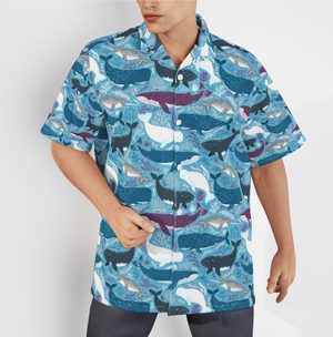 Whales With Marine Mammals Under Sea Aloha Hawaiian Shirts