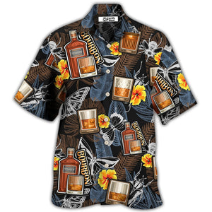 Wine Bourbon Drinking Butterflies Tropical - Hawaiian Shirt