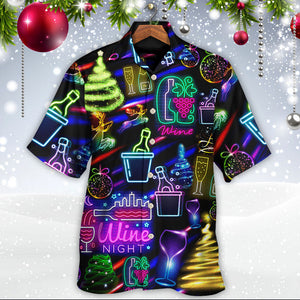 Wine Christmas Neon Art Drinking - Hawaiian Shirt