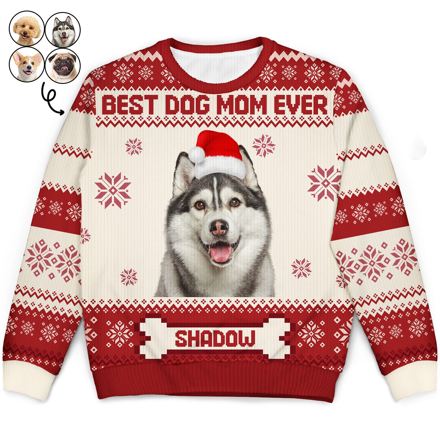 Custom Photo Funny Best Dog Mom Ever For Pet Lovers- Personalized Ugly Sweater