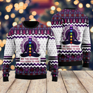 Yoga Be The Change Ugly Christmas Sweater For Men And Women