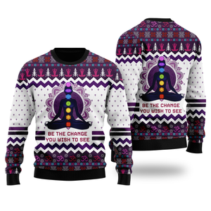 Yoga Be The Change Ugly Christmas Sweater For Men And Women