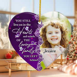 You Still Live On In The Hearts And Minds - Personalized Ceramic Photo Ornament PT