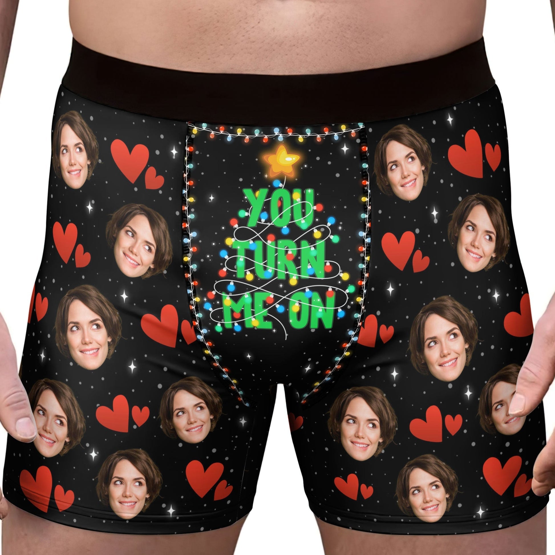 Custom Photo You Turn Me On- Gift For Boyfriend, Husband, Anniversary - Funny Personalized Custom Boxer Briefs, Men's Boxers