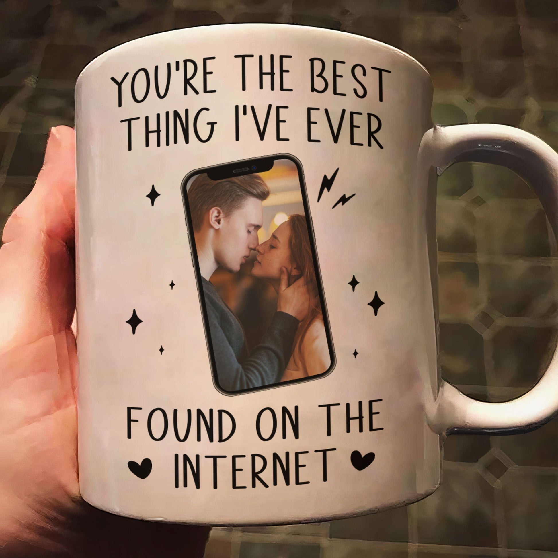 Custom Photo You're The Best Thing I've Ever Found On The Internet - Personalized Ceramic Mug - Gift For Couple, Husband Wife, Anniversary, Engagement, Wedding, Marriage Gift NH96