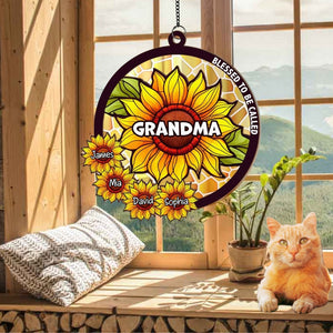 Blessed To Be Called Grandma - Gift For Mom, Grandma - Personalized Window Hanging Suncatcher Ornament