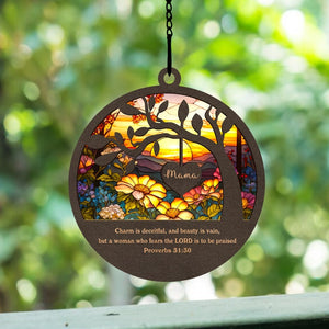 Mama Bible Proverbs 31:30 - Memorial Gift - Personalized Window Hanging Suncatcher Ornament