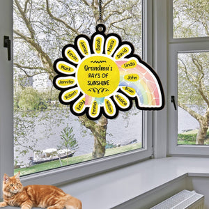 Mother's Rays Of Sunshine - Gift For Mom, Grandma - Personalized Window Hanging Suncatcher Ornament