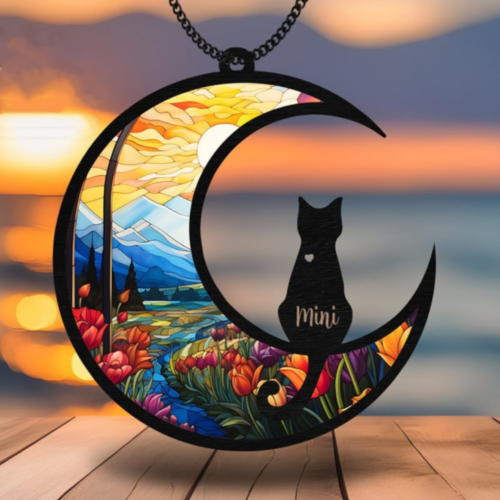 No Longer By My Side But Always In My Heart - Pet Memorial Gift - Personalized Window Hanging Suncatcher Ornament
