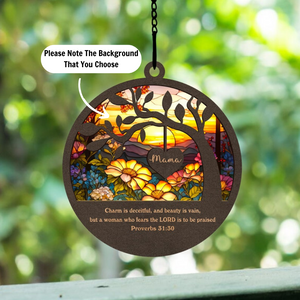 Mama Bible Proverbs 31:30 - Memorial Gift - Personalized Window Hanging Suncatcher Ornament