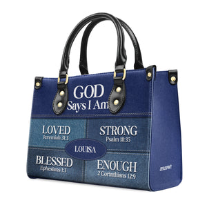 God Says You Are - Religious Gift For Worship Friends Personalized Leather Handbag With Zipper - PT