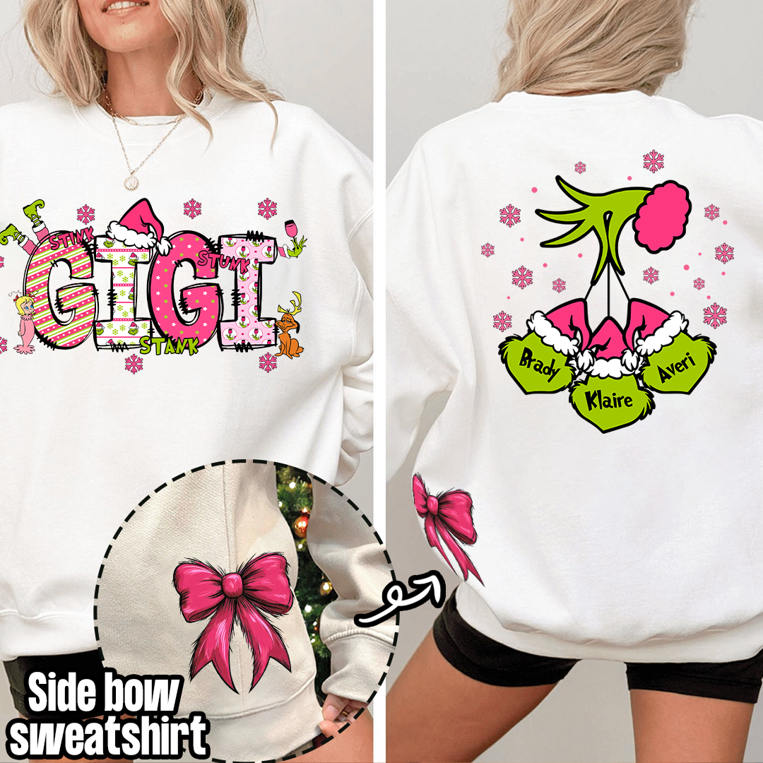 Custom Christmas Gigi With Kids Name Coquette Bow Personalized Sweatshirt NH96