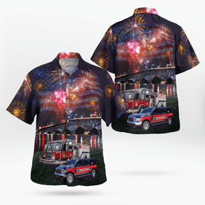 Town Of Tonawanda, New York, River Road Fire Co., 4Th Of July Hawaiian Shirt