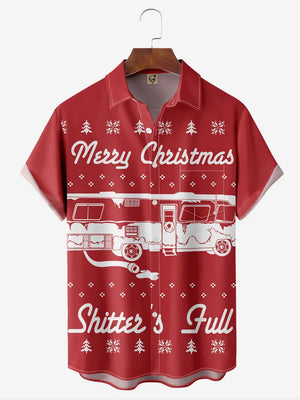 Merry Christmas Shitters Full Red Background - Hawaiian Shirt