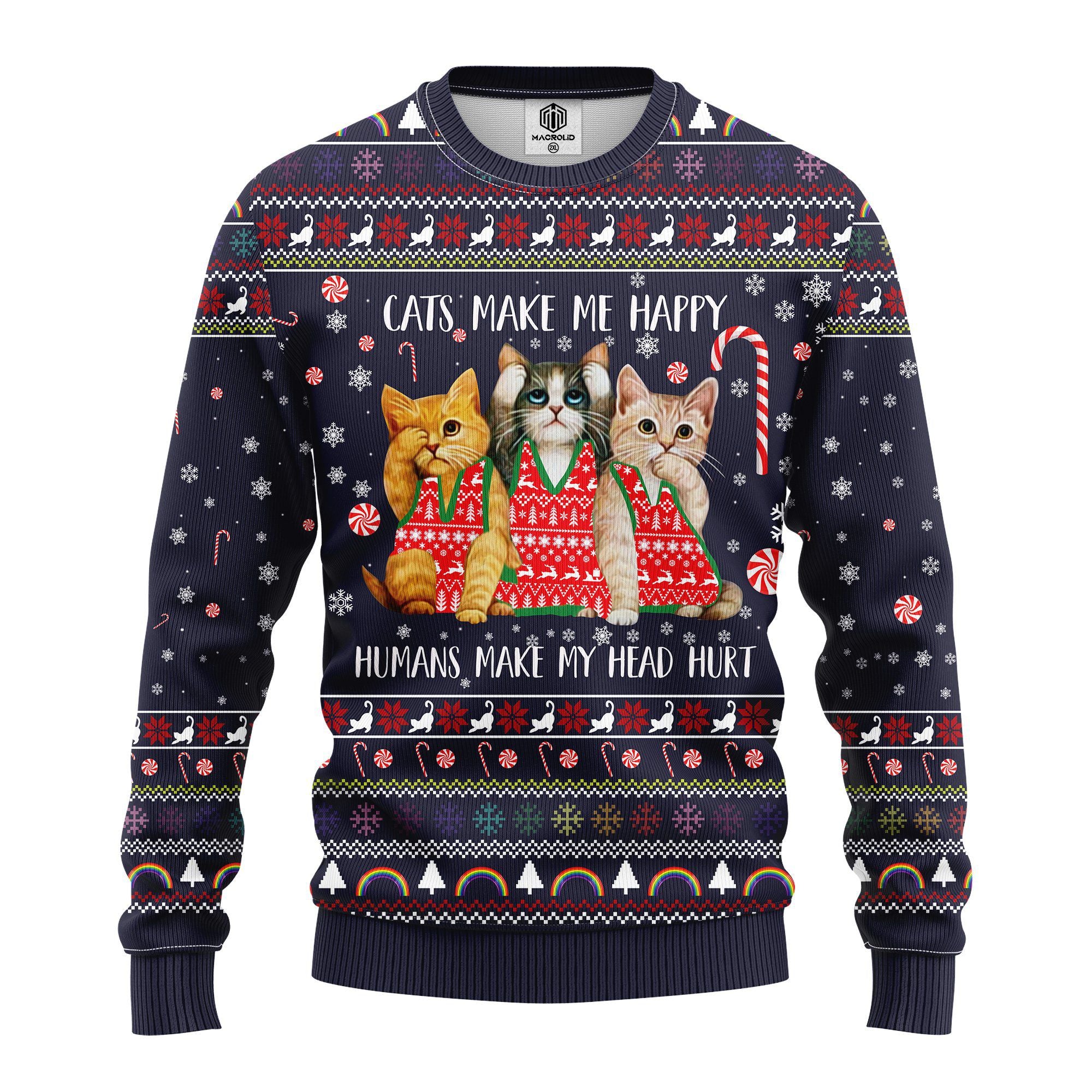 Cat Make Me Happy Christmas - Ugly Sweater
