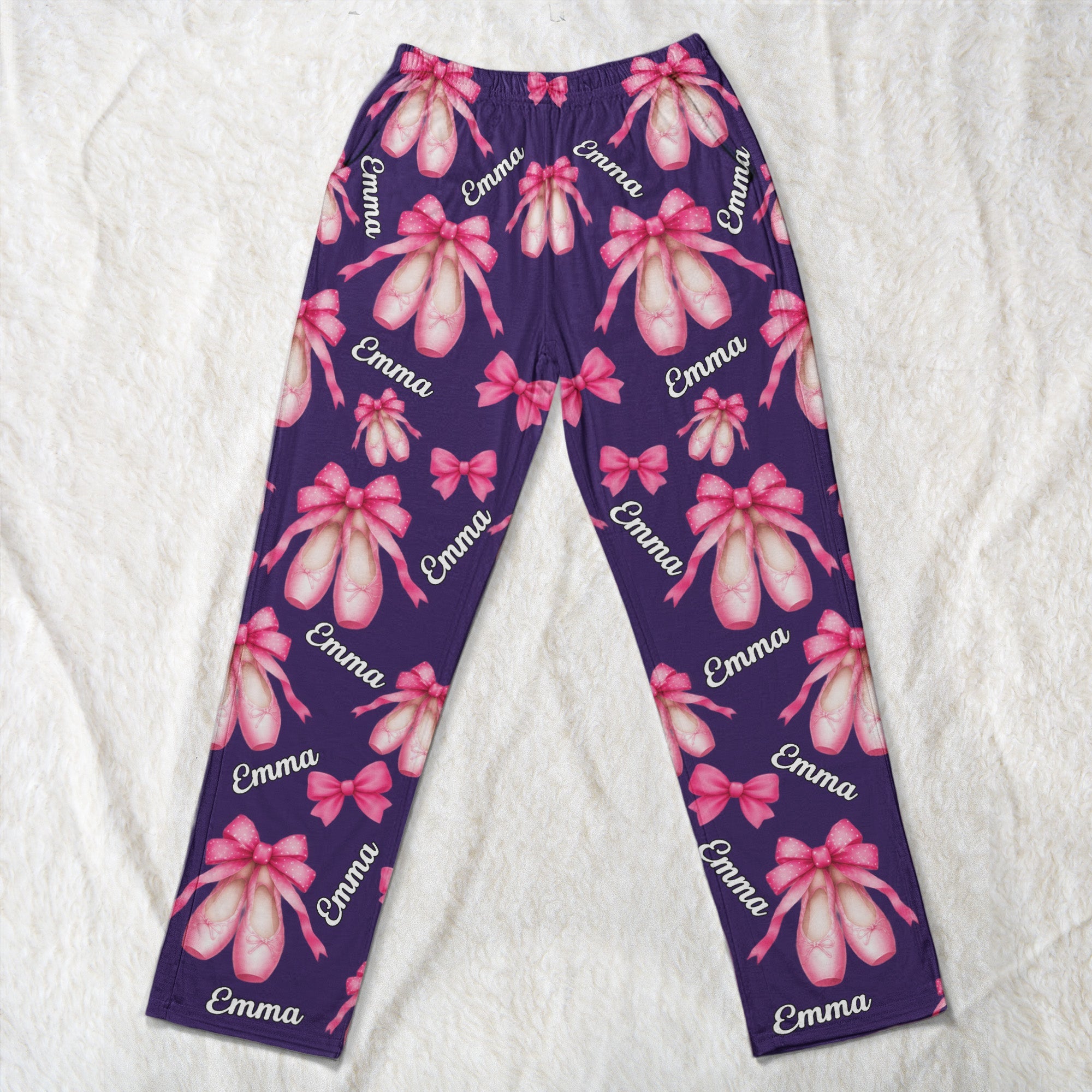 coquette bow ballet custom name number gift for ballet lover ballerina personalized lounge pants 4
