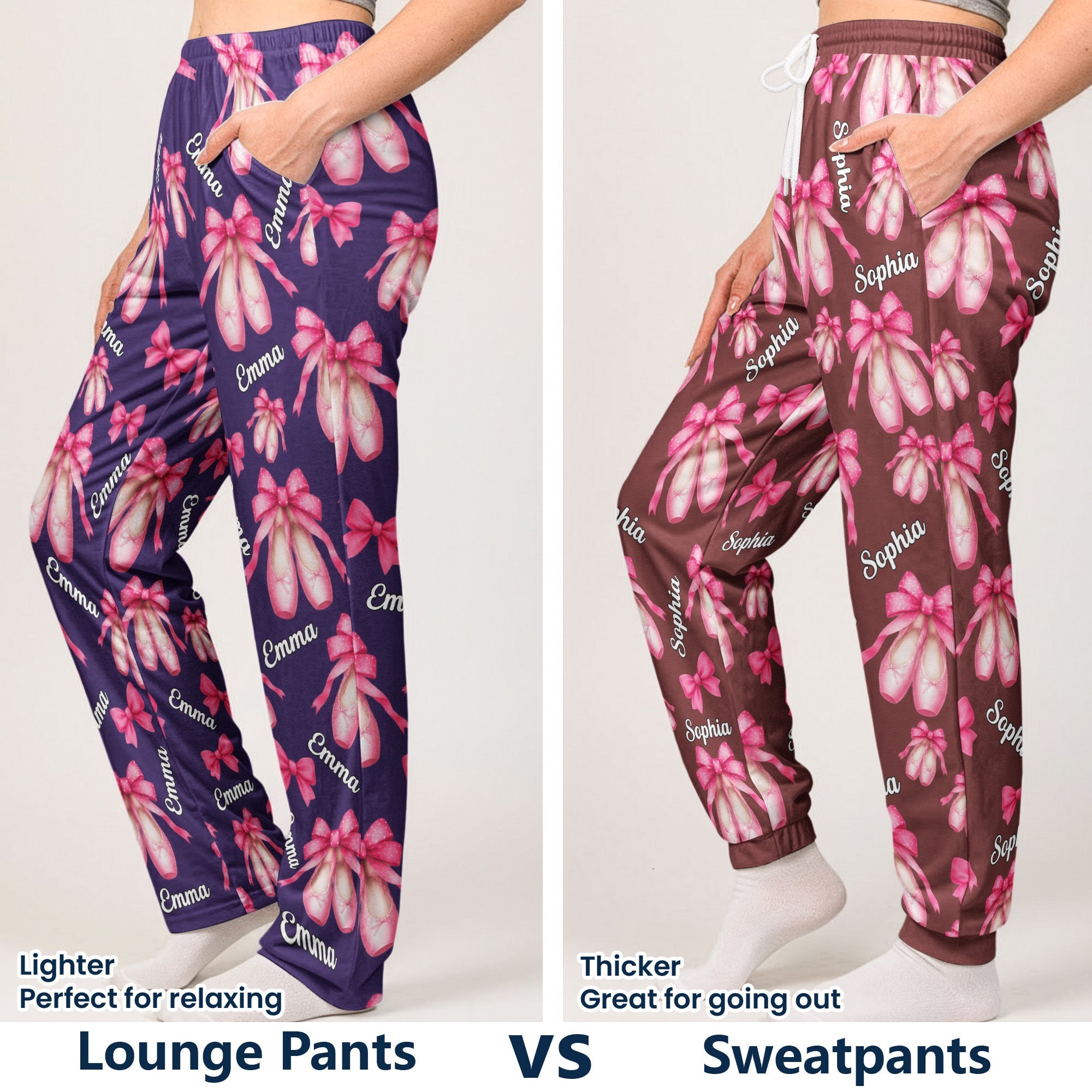 coquette bow ballet custom name number gift for ballet lover ballerina personalized lounge pants 7