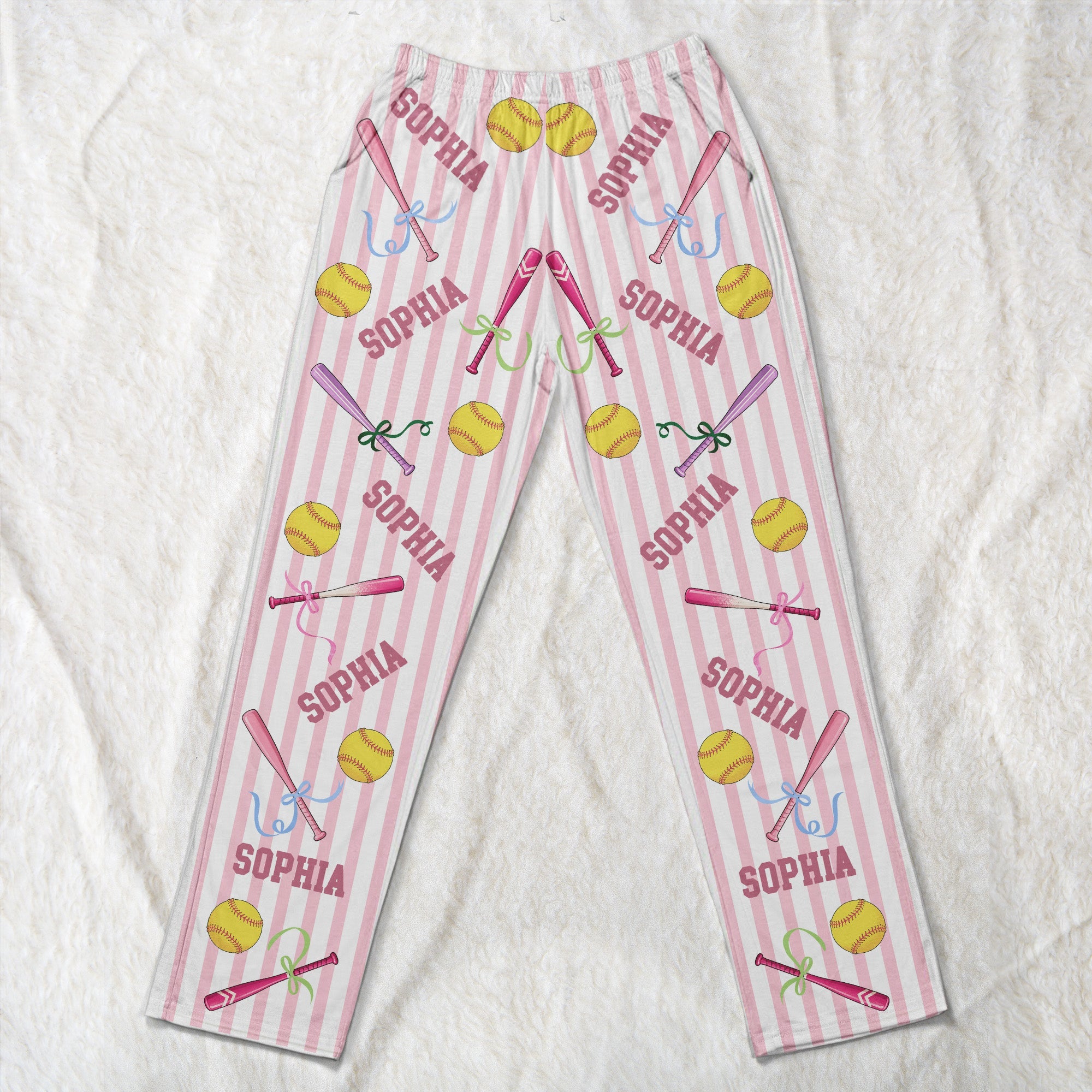 custom name gift for softball lovers softbal player softball girls personalized lounge pants 4