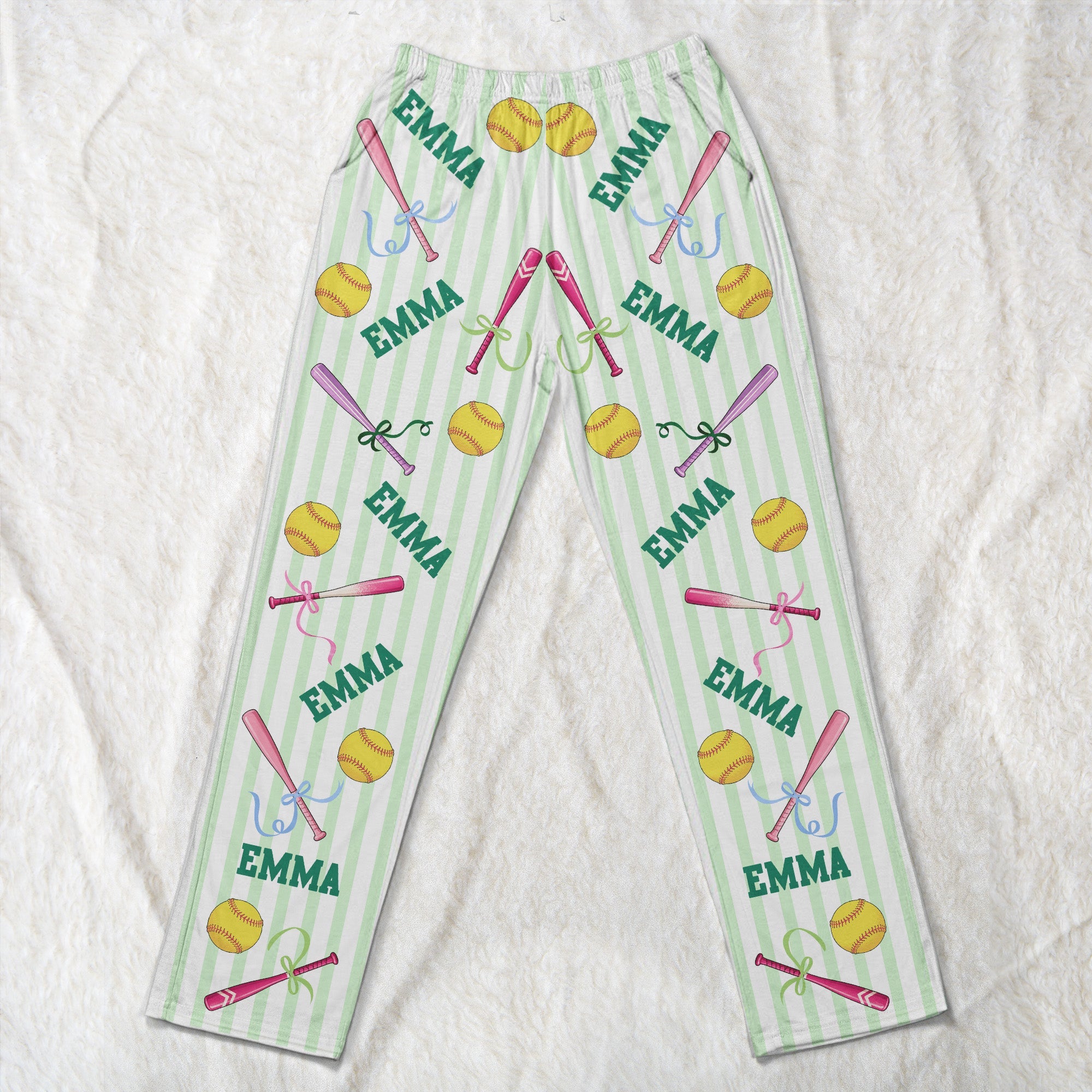 custom name gift for softball lovers softbal player softball girls personalized lounge pants 5