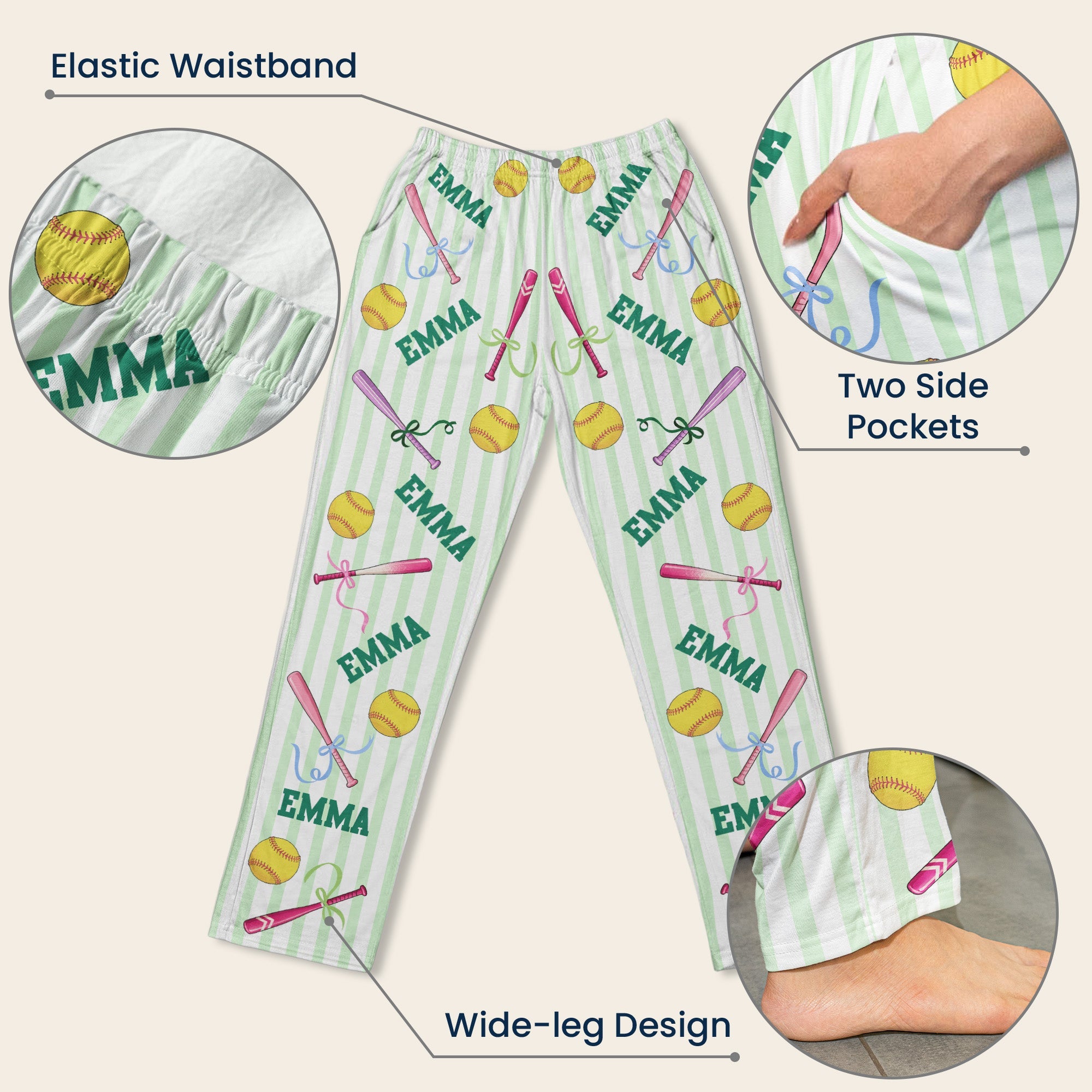 custom name gift for softball lovers softbal player softball girls personalized lounge pants 8