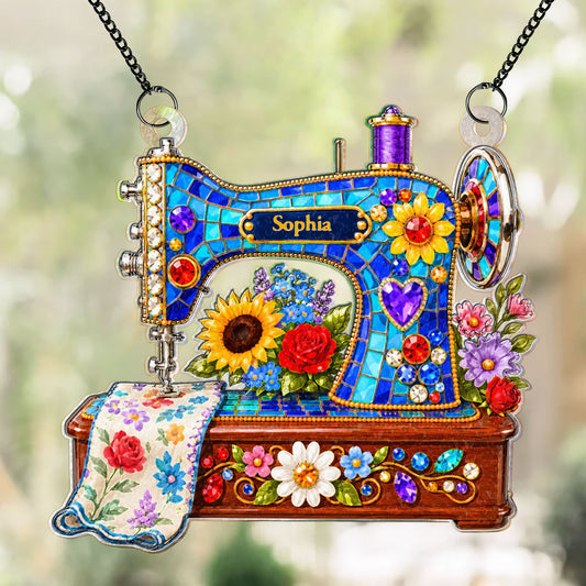 custom sewing machine custom name personalized window hanging suncatcher 1