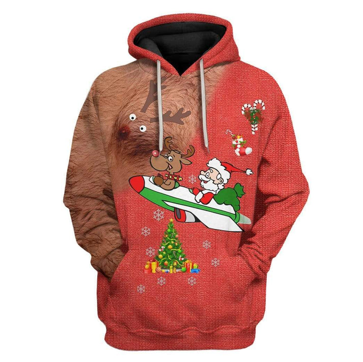 Funny Men Wear Red Christmas Hoodie Cosplay